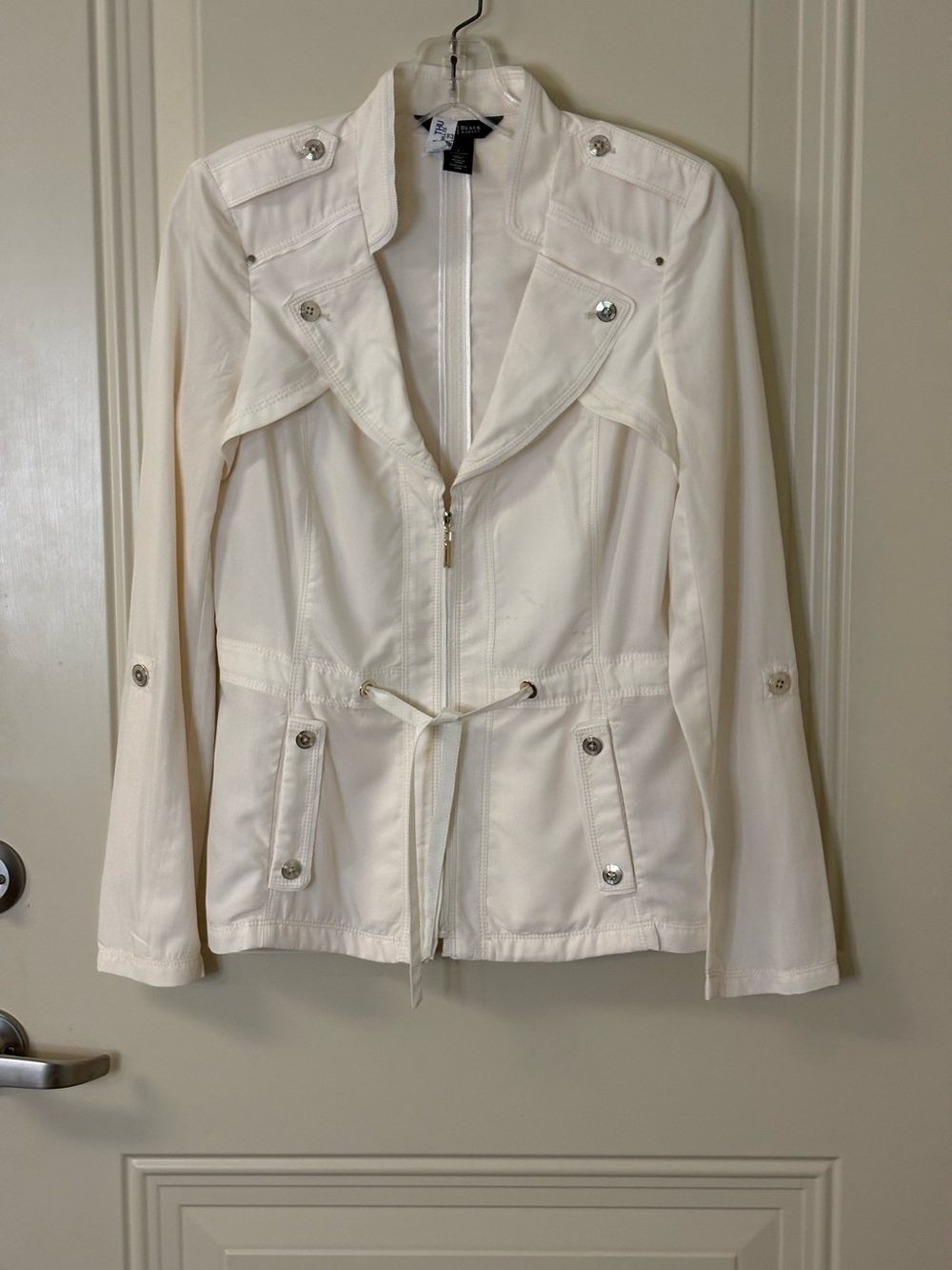 WHBM Cream Lightweight Roll Sleeve Jacket SZ 2